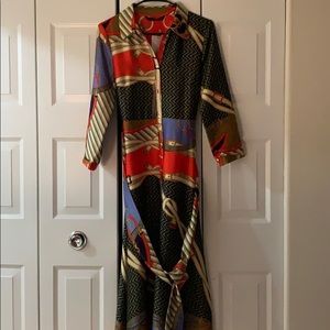 Zara Belted Satin Dress